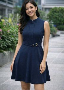 Navy Blue Fit & Flare Dress
