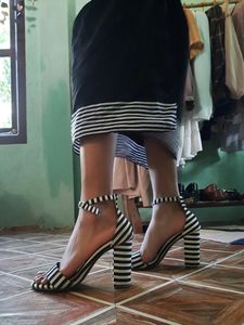 Black And White Heeled Sandals