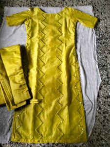 Yellow Embellished Kurta Set