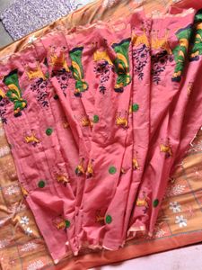 Elegant Pink silk thread work Saree with Unique Mo