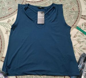 Shein Teal Tank Top with Criss-Cross Back