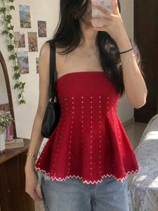 Chic Red Peplum Tube Top