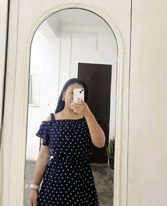 Navy Blue Polka Dot Dress