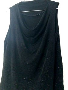 🪩Black Sleeveless Shimmer Drape Top✨ Discount 👇
