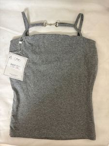 Grey Tank Top with Silver Buckle Detail