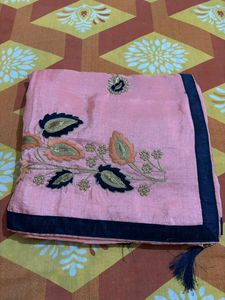 Elegant Embroidered Pink Saree