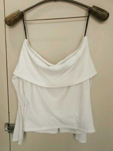 White Off-Shoulder Ribbed Top