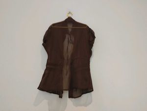 Sheer Brown Peplum Top