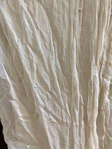 Elegant Cream Silk Blouse with Embellishments