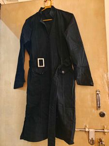 Elegant Black Maxi Trench Coat