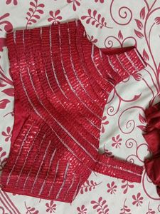 Red Partywear Ready To Wear Saree