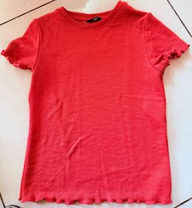 Ribbed Lettuce Hem T-Shirt