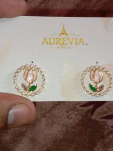 Aurevia Pearl & Enamel Flower Stud Earrings