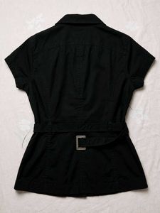 Chic Black Belted Utility Jacket
