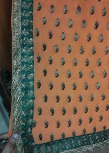 Sandalwood Orange Saree with Embellished Border