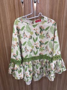 Cute Tropical Print Peplum Top