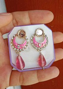 Charming Pearl &amp; Pink Stone Jewellery Set