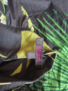 Black Tropical Print Mini Dress