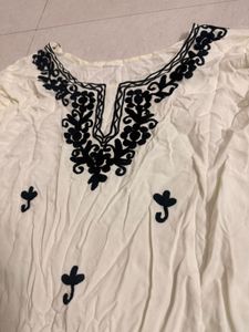 Embroidered Cream Kurta