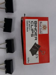 1 Box Containing 12 Black 25mm Binder Clips