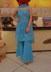 Sharara Suit With Peplum Top