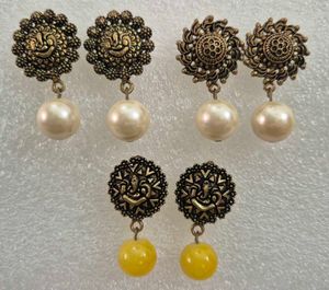 Antique Gold Tone Jhumka Earrings - Unused