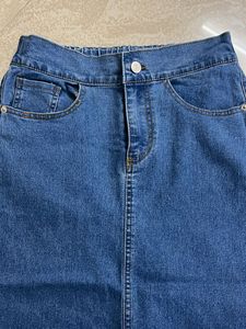 Blue Denim Midi Skirt