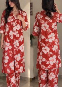 Tropical Print Relaxed cord set upper and bottom