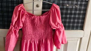 Pink Smocked Tiered Dress