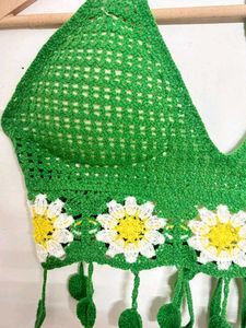 Crochet Daisy Halter Bikini Top