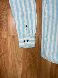 U.S.P.A striped Linen blend tailored fit shirt