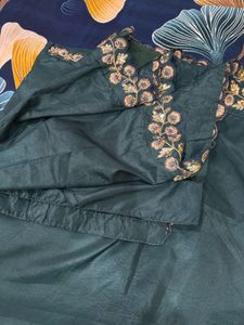 Designer Green Embroidered Saree with Blouse