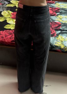 Washed Black Wide Leg Jeans