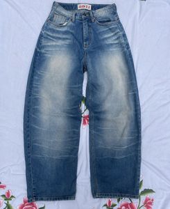 Vintage Wash whisker Wide Leg baggy Jeans