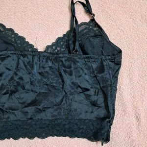 Emerald Green Lace Trim corset Style Top