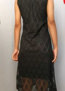 Elegant Black Lace Midi Dress