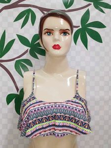 (300)Patterned Crop Top