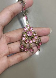 Pink Stone Maang Tikka