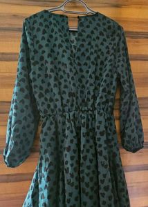 Teal Heart Print Midi Dress