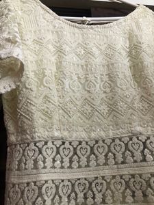 Ivory Lace Maxi Dress with Flutter Sleeves