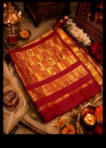 Elegant Red &amp; Gold Silk Saree