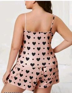 Pink Heart Print Pajama Set