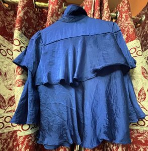 💙 GORGEOUS ROYAL BLUE SATIN RUFFLE TOP 💙