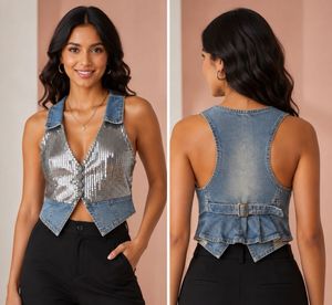 Sparkly Denim Vest (short)