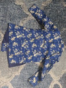 Men's Blue Floral Kurta