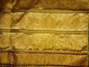 Mint Green &amp; Golden Sari Tissue Saree Ethnic Wear