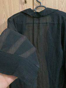 Sheer Black Button-Up Shirt