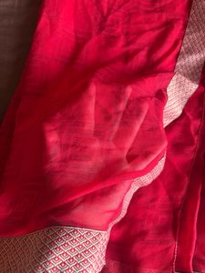 Vibrant Pink Saree with Decorative Border
