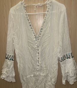 Embellished White Tunic Top/Dress