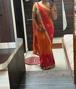 Elegant Red &amp; Orange Saree